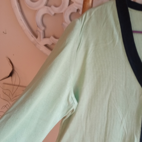 Mint and Navy Escalier Cardigan - Picture 13 of 17